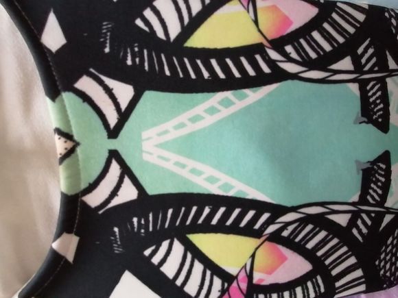 River Island Dress Size 12 Bodycon Cream Black Pastels - Picture 9 of 11